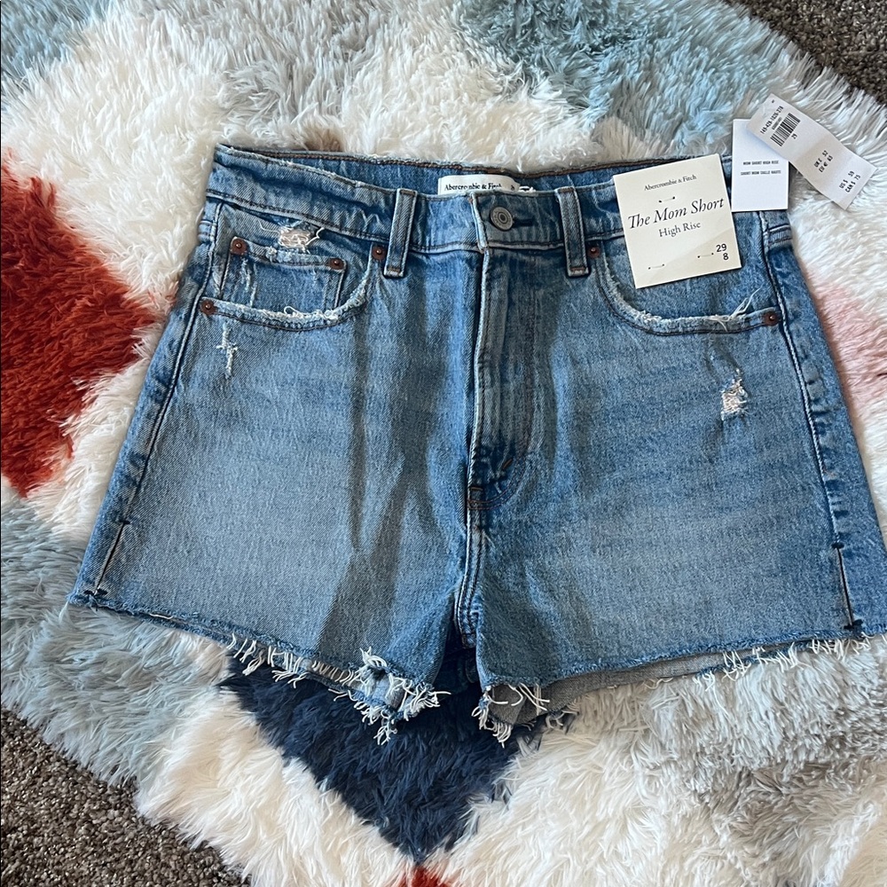 Abercrombie & Fitch Distressed Blue Jean Shorts